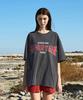 Peullukeu World Mountain Embroidered Logo Pigment Short Sleeve T-Shirt Dark Gray Fst741