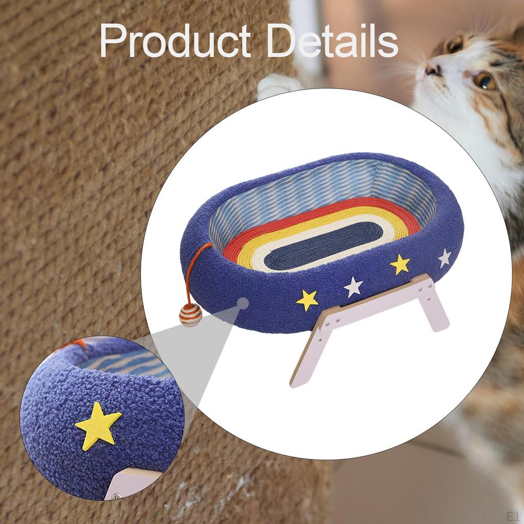 Cat Scratching Board, Oval Pet Scratch Pad with Stand Teaser Sticks Furniture Protector