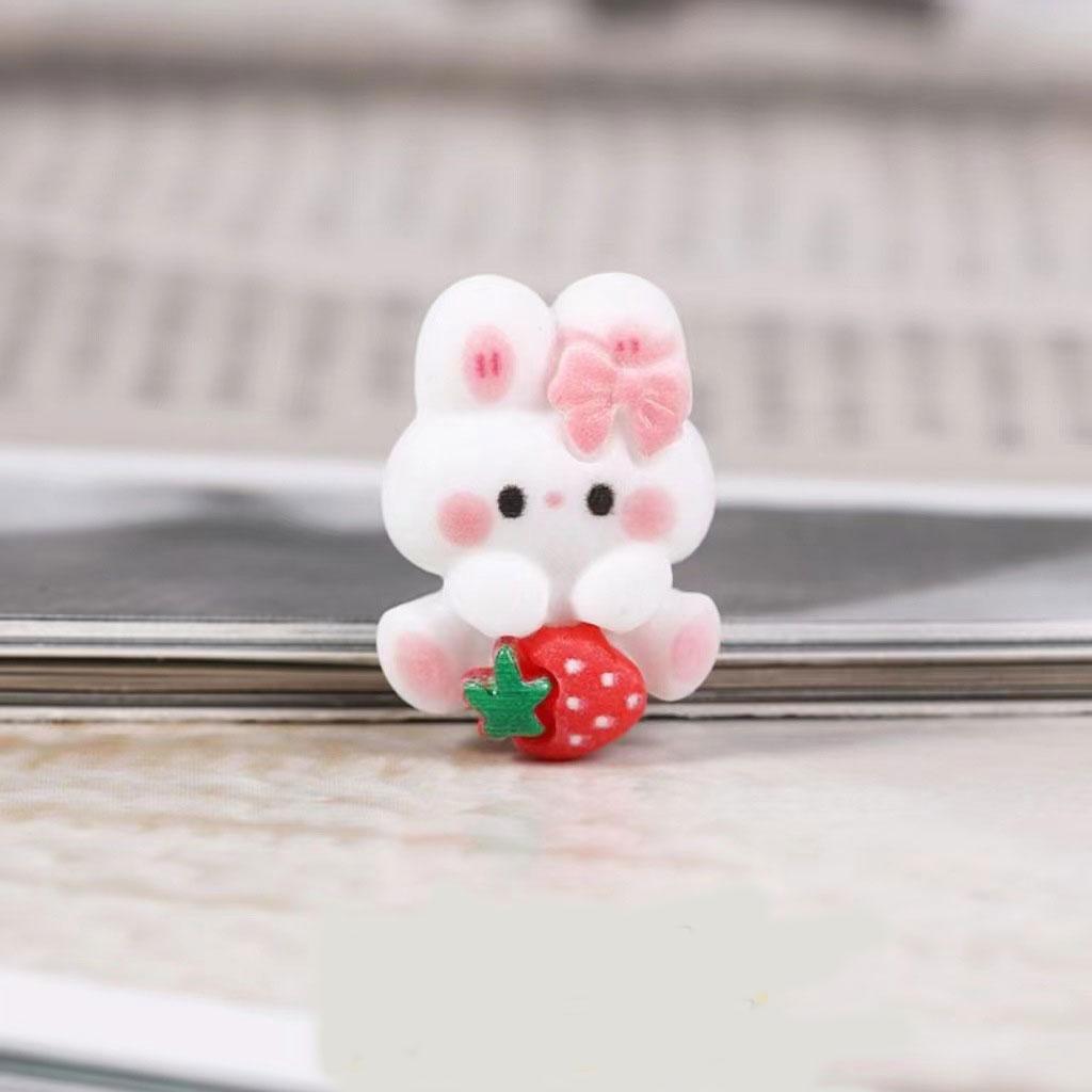 DW92 10pcs Cute Cartoon Sweet Strawberry Rabbit Resin Charms Earring Keychain Pendant Making Diy Cartoon Charms Jewelry Findings