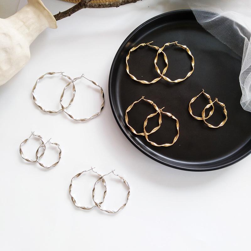 Braided Metal Hoop Earrings: Exaggerated European & American Fashion