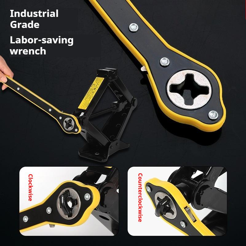 Labor Saving Jack Ratchet Wrench Car Long Handle Scissor Jack Lug 360° Forward And Reverse Knob Garage Tire Wheel For Motorcycle
