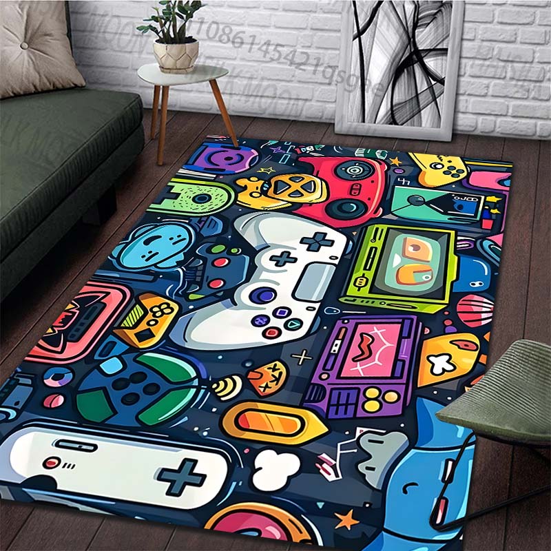 Multiple Sizes Gaming Devices Retro Elements Carpet for Living Room Bedroom Sofa Home Decor Rus Non-slip Floor Mat Luxury Gift