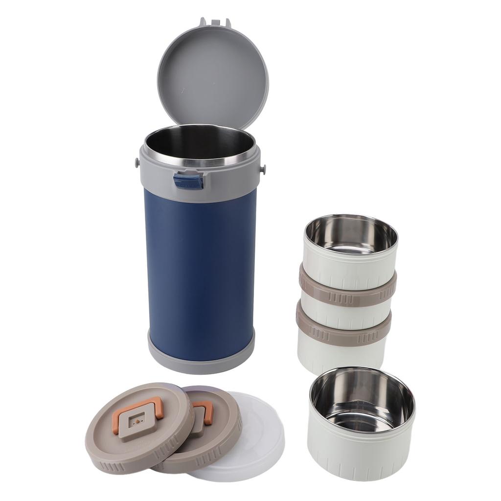 Insulated Jar 2.9L 304 Stainless Steel Microwave Safe Leakproof Stackable Lunch Box with Strap Handle Insulated Vacuum Food Jar for School
