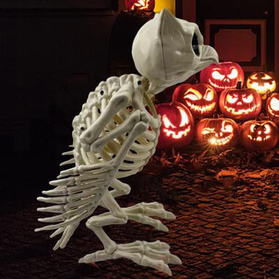 Halloween Skeleton Owl Decoration Realistic 12" Skeleton Animal Figure Plastic Owl Bone Model for Haunted House Party Decor