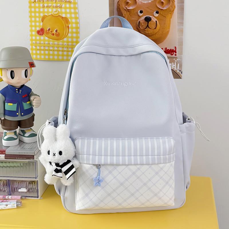 Schoolbag Milk Whirring Vitality Plaid Color Matching Fashion Primary School Students Schoolbag Female Backpack Junior High School Students