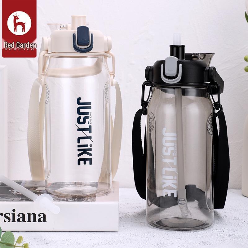 Portable Red Sports Water Bottle with Straw - Large Capacity, Pop-Up Lid, Single Layer, Outdoor Use