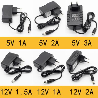 1 Stück 100–240 V AC-zu-DC-Netzteil, Ladegerät, 5 V, 12 V, 1 A, 2 A, 1,5 A, UK-EU-Stecker, 5,5 mm x 2,1 mm, 5,5 mm x 2,5 mm / 5 V, 3 A, DC-Stecker