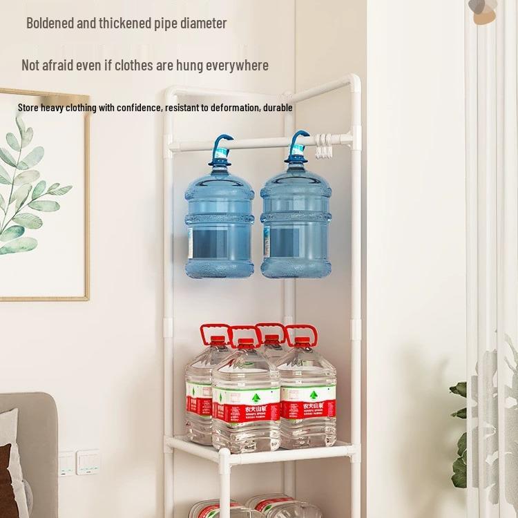 Cabide de Roupas e Chapéus de Canto Multifuncional - Prateleira de Secagem e Armazenamento Interna de Chão