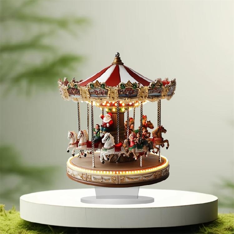 2D Flat Christmas Carousels Acrylic Table Sign Decorative Ornament for Romantics and Elegant Indoor Holiday Decoration