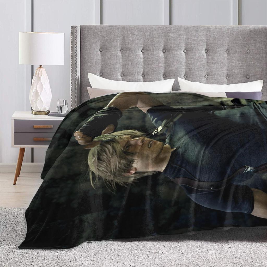 Leon Kennedy Resident 4 Remake Blankets Fleece Video Game Eviled Super Warm Throw Blankets for Bedroom Sofa Bed Rug