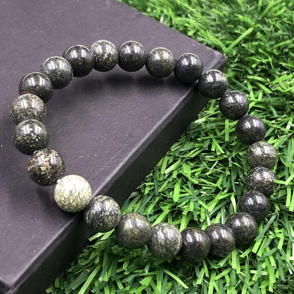 8mm Natural Russian Serpentine Gemstone Beads Jewelry Handcrafted Beads Bracelet 7.5" For Love Once's RBB-37