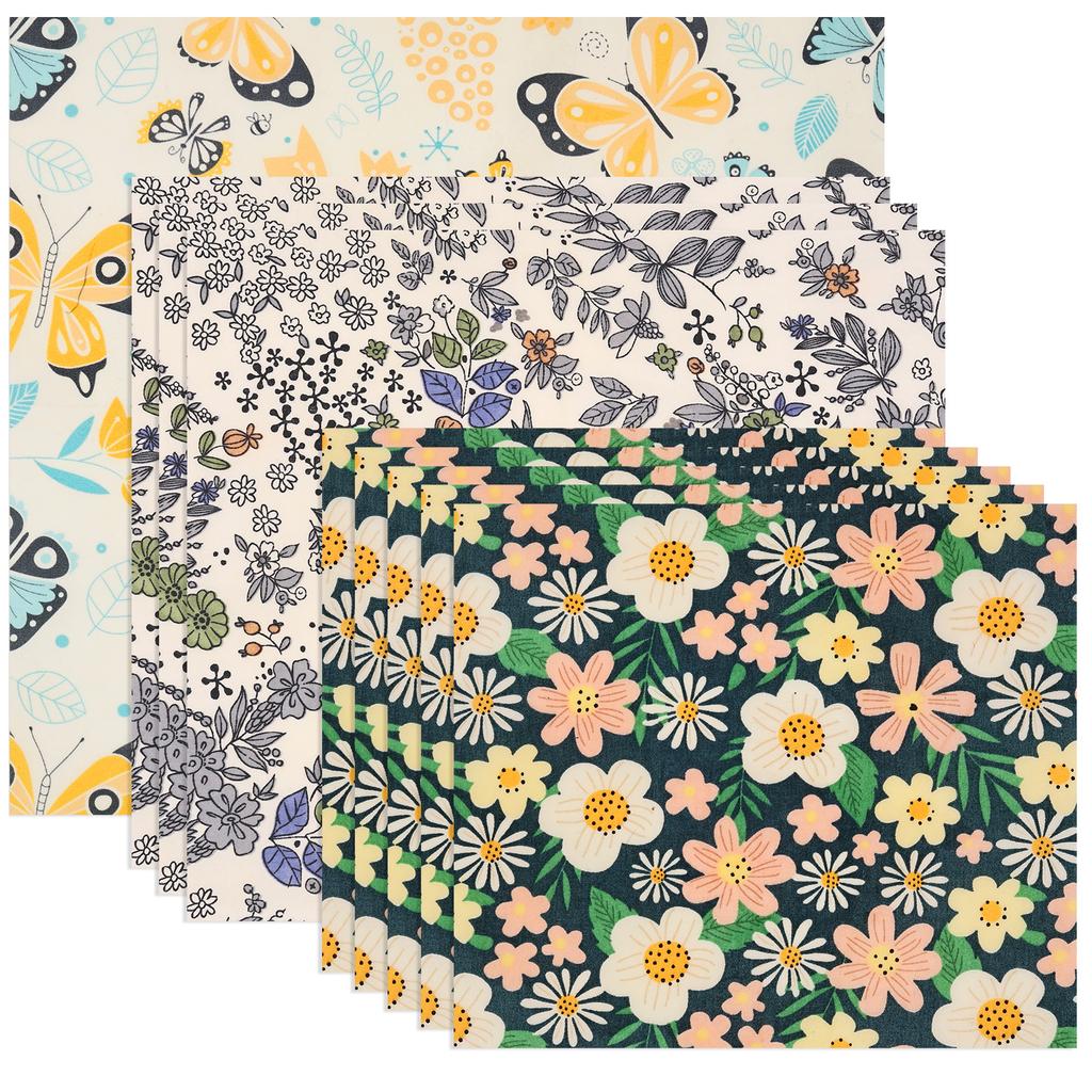 9 Pcs Reusable Beeswax Wrap for Food Organic Cotton Beeswax Papers Small Medium Large Bread Sandwich Wrapper Bowls Covers