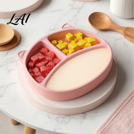 Divided Toddler Dishes Silicone Suction Plate for Toddlers Cute Bear Shape Unbreakable Baby Led Weaning Essentials Bowl Non Slip Feeding Tray
