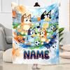 Bluey's Soccer Fun Customize Text Blanket Multi-purpose Personalized Blanket Ultra-Soft Suitable for Bedding Seaside Office Chair Chair