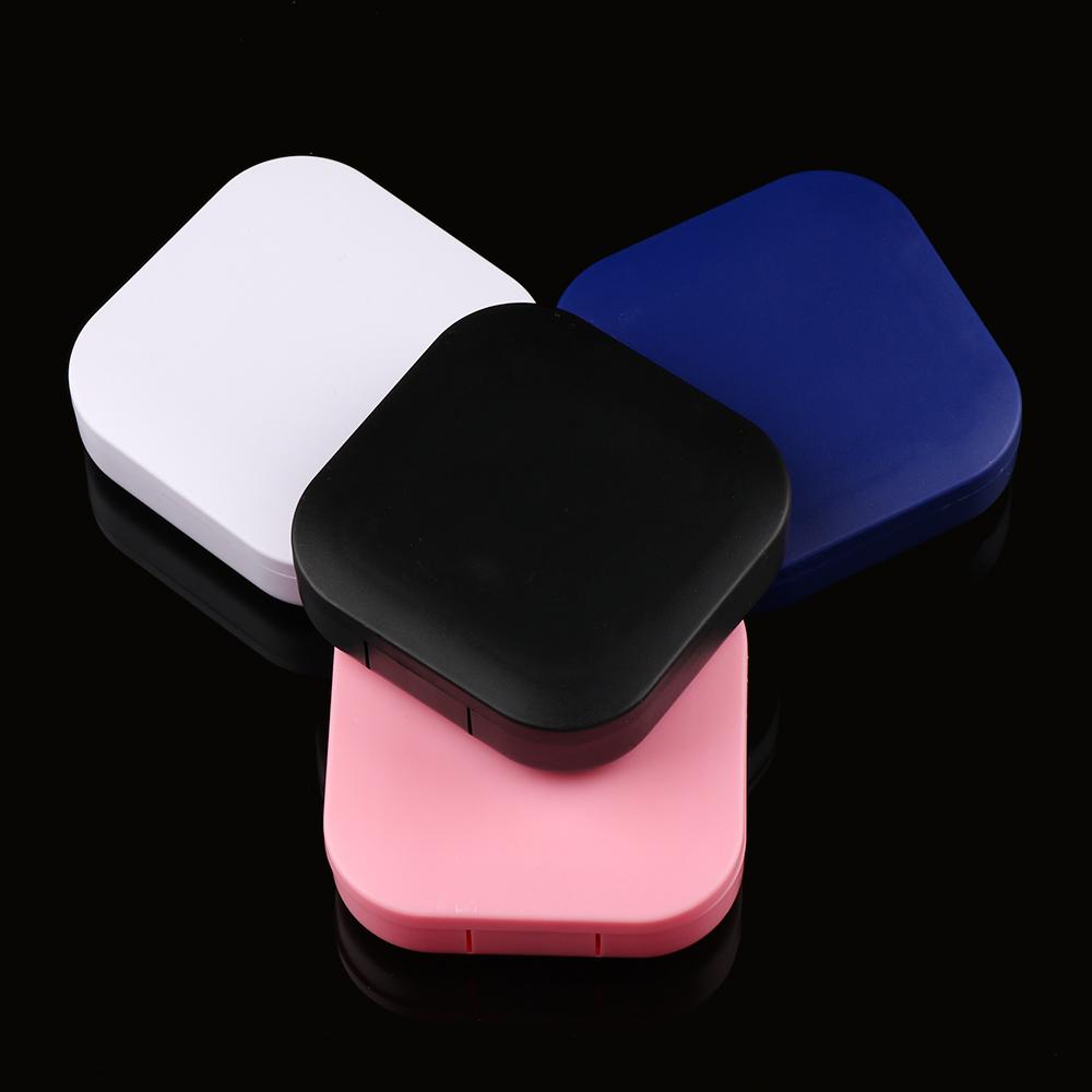 Reise-Kontaktlinsenetui aus Kunststoff in Volltonfarbe, Spiegelabdeckung, Aufbewahrungsbox, Behälterhalter