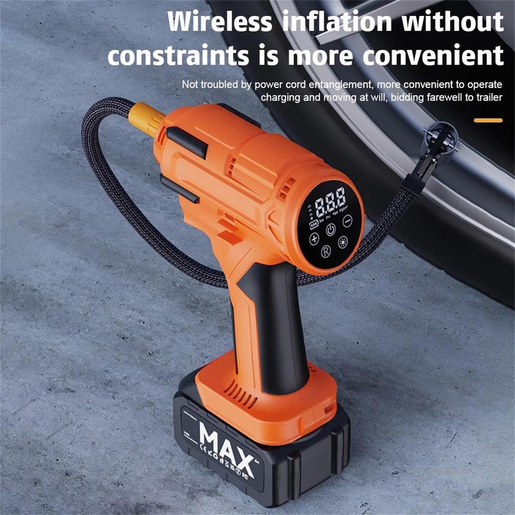 KeenPower Tire Inflator Compressor, 21V Cordless Car Tire with Rechargeable Li-ion Battery, 12V Car Power Adapter, Digital Pressure Gauge, Suitable
