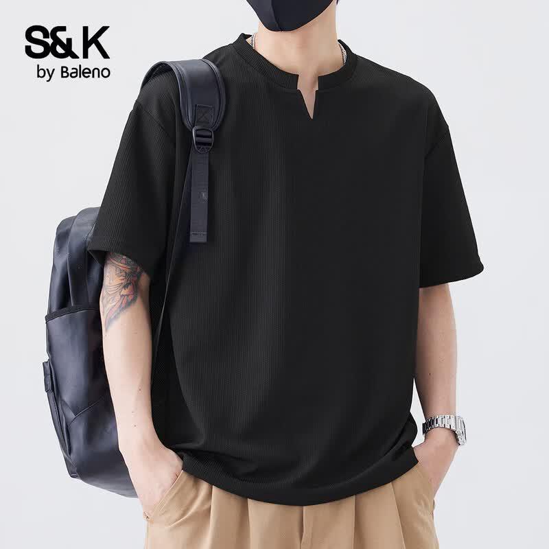 Baleno Men s S&K Textured V-Neck Short Sleeve T-Shirt XL