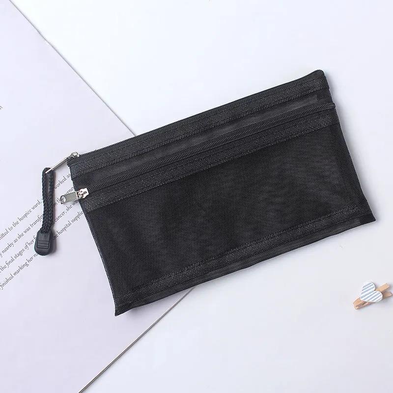 1/3PCS Transparent Zipper Pencil Case Mesh A6 Bills Storage Bag Clear Nylon Makeup Pouch Portable Examination Stationery Bag