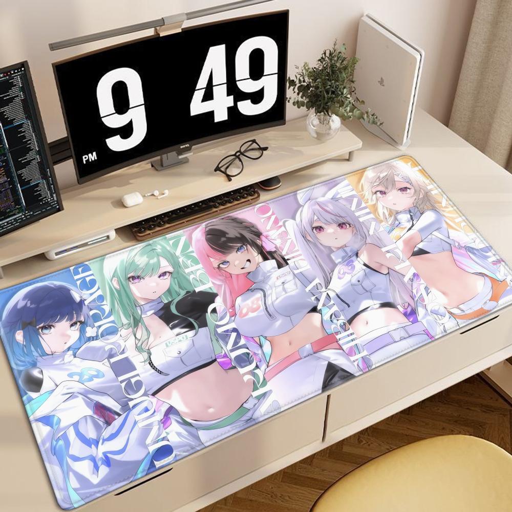 Gaming Mouse Pad Large Desk Mat Antislip Base Stitched Edges Group Anime Girls Print for Gaming Office Desk Use