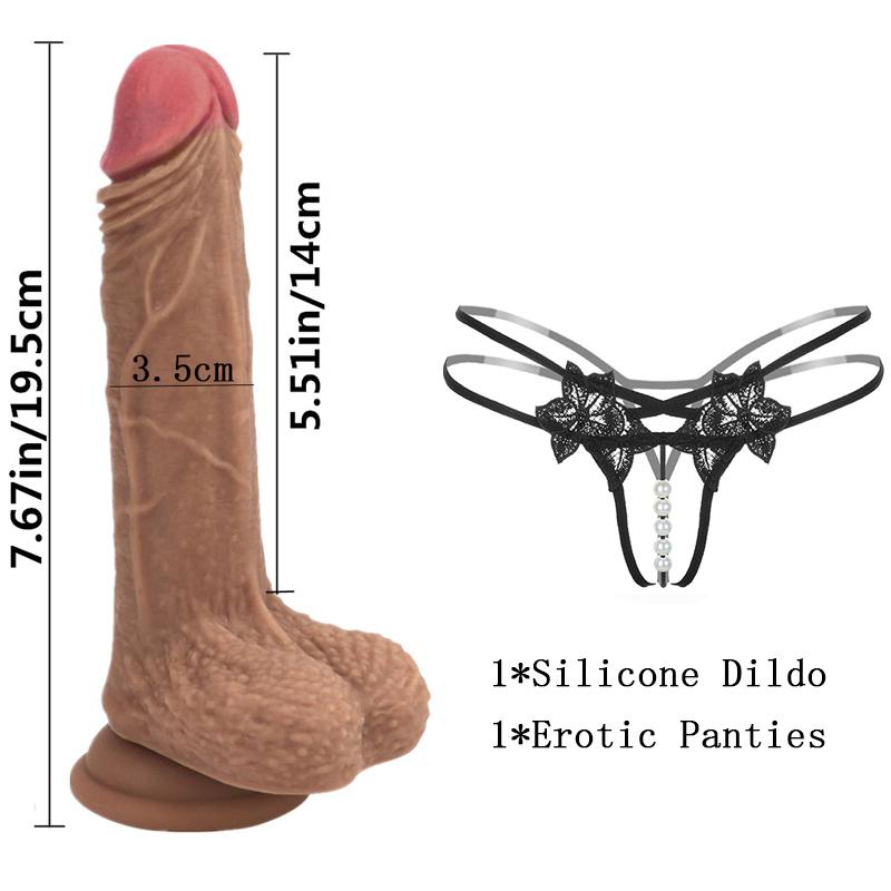 Realistischer weicher Silikondildo mit erotischem Höschen, schwules Spiel für Erwachsene, Sexspielzeug für lesbische Frauen, Paare