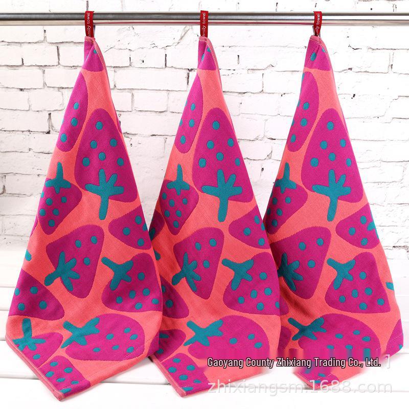 Zhiyang Four-Layer Cotton Jacquard Strawberry Face Towel - Soft & Absorbent Kitchen Towel 34 x 40 cm розовый