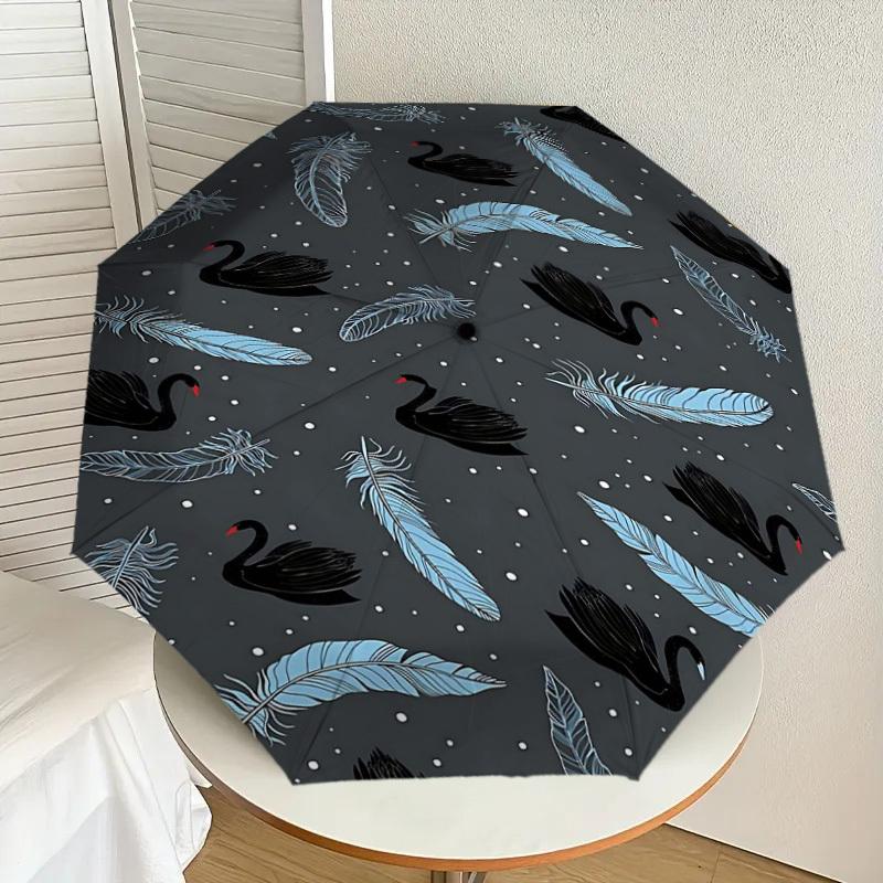 1PC swan feather Automatic Open/Close Umbrella Compact Folding Umbrella with 8-Rib Shaft lightweight esign, Highquality Fabric1205A