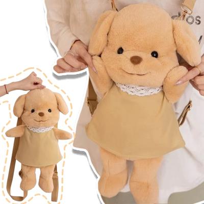 Sac à dos en peluche pour chien de 45 cm de haute qualité portant une jupe, sac à dos doux en peluche pour chiot, décoration d'intérieur pour filles, cadeau d'anniversaire