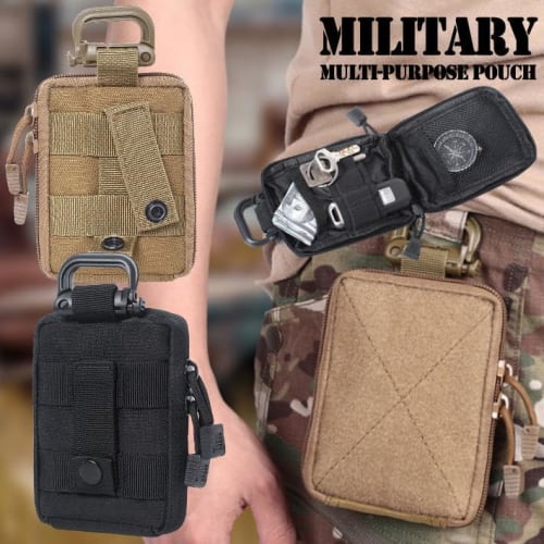 LTG Belt Pouch with Small Item Holder, Coin Purse, Card Case, Short Wallet, Carabiner, Military, Airsoft, Camping, Outdoor, Medical Pouch, Emergency S