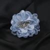 Elegant Silk Yarn Crystal Flower Brooch Three-dimensional High-end Retro Pin Evening Temperament Dress Corsage Woman