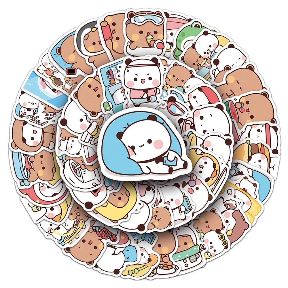 10/30/60pcs Cute Panda Bear Bubu and Dudu Stickers DIY Laptop Scrapbooking Journal Diary Creative Decoration Sticker Decals Toy