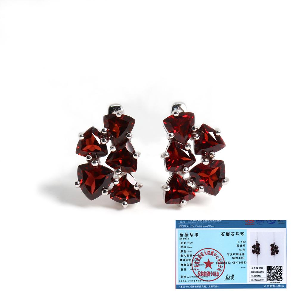 Nádherný design lednový kámen přírodní granátové náušnice 925 sterlingové stříbro dámské jemné šperky dárek k výročí a svátku