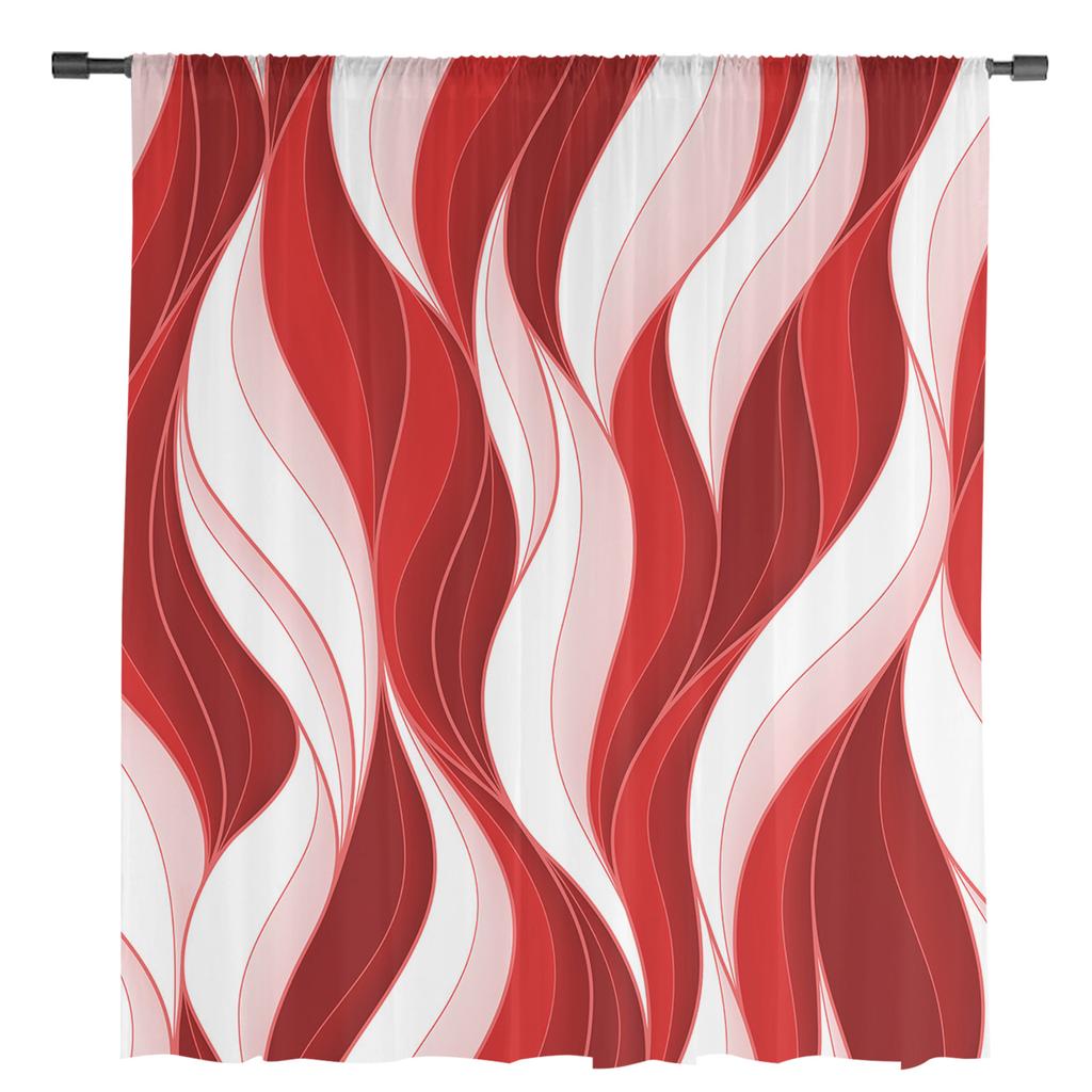 Red Ripple Abstract Lines Sheer Curtains For Living Room Bedroom Kids Room Tulle Window Treatment Drapes