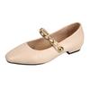 French Retro Single Shoes Women's 2025 Spring and Autumn New Low-heeled Square Head Shallow Mouth One-word Buckle with Shallow Mouth Mary Jane Shoes