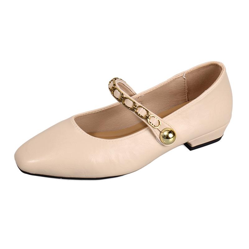 French Retro Single Shoes Women's 2025 Spring and Autumn New Low-heeled Square Head Shallow Mouth One-word Buckle with Shallow Mouth Mary Jane Shoes