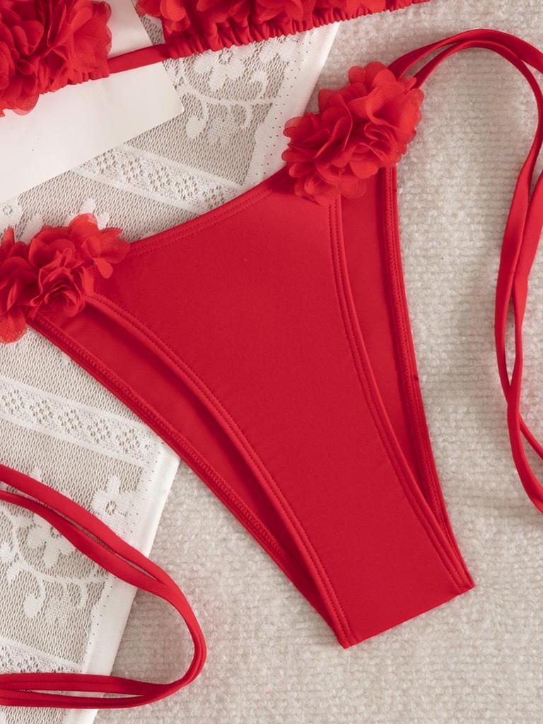 2026 European & American Halter Red Triangle Bikini - Women's Sexy Strappy Swimwear