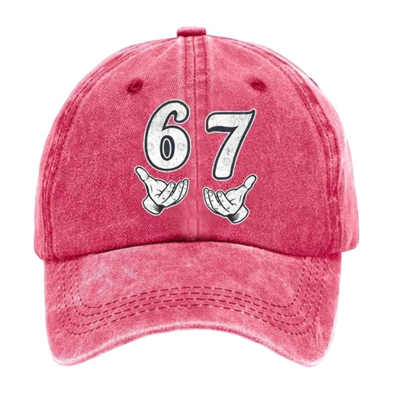 Sun Hat Cotton Baseball Cap 67 Print Breathable For Daily Use For Outdoor Activities