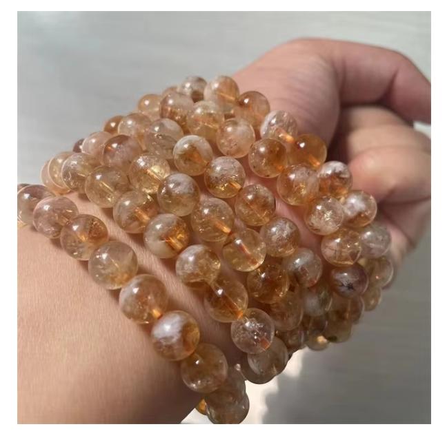 New Arrivals 8mm Crystal Stone Jewelry Natural Gold Citrine Fashion Beaded Bracelets for Gift