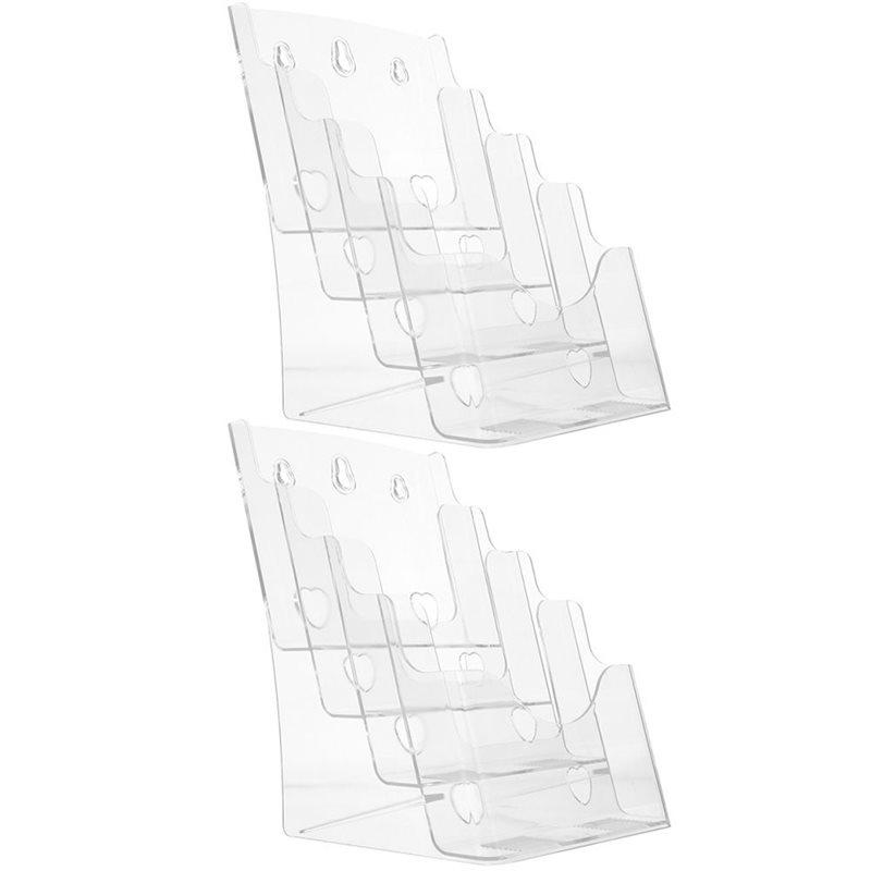 Premium-Magazine Organizer A5 Acrylic Brochure Display Stand Rack Flyer Holder 2Pcs Plastic Literature Rack Document Storage