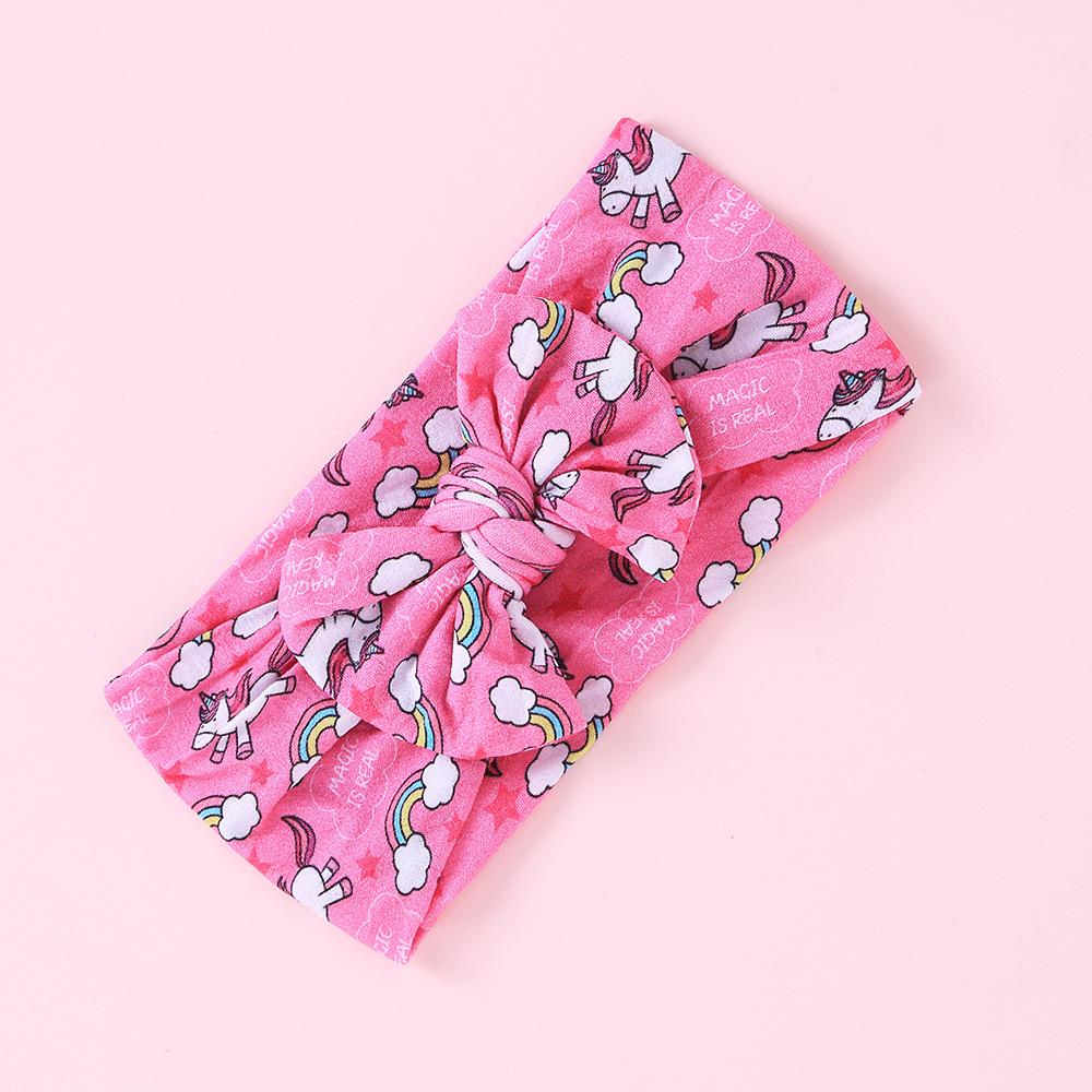 Baby Girl Pattern Printed Bow Headbands Newborn Hairband Baby Turban Knotted Elastic Headwrap for Toddler Hair Accessories