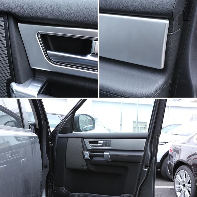 For Land Rover Discovery 4 LR4 2010-2016 ABS Black wood grain/Silver Car  Interior Door Handle Panel Cover Trim Car Accessories