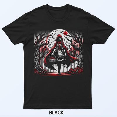 Gothic Little Red Riding Hood Halloween Fantasy Horror Black T-Shirt