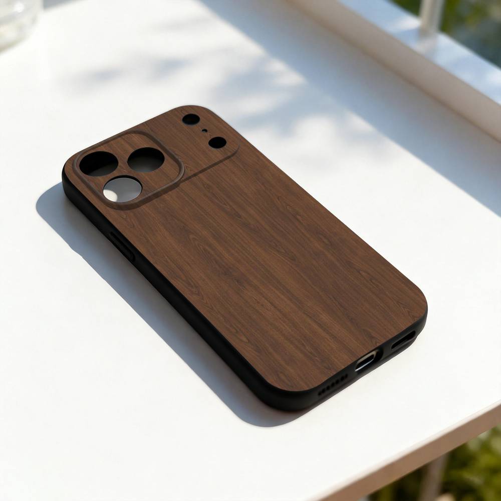 N-Natural Wood Printing Phone Case For iPhone 11,12,13,14,15,16,17,Pro,Max,Plus,E,SE4,Air,Mini Black Soft Cover