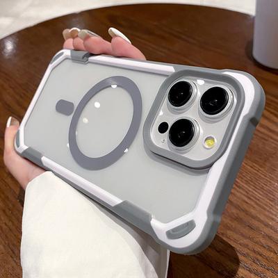 Husă magnetică pentru încărcare fără fir Magsafe de lux pentru iPhone 15 14 Plus 13 12 11 Pro Max Heavy Armor Bumper Protectie transparentă rezistentă la șocuri