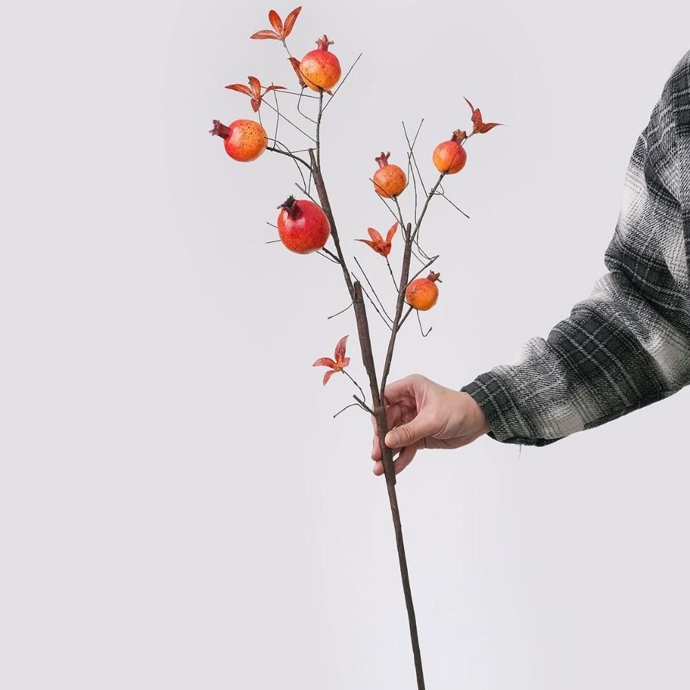 6 Fruits Artificial Pomegranate Branches Plastic Handmade Simulation Pomegranate Fruit Realistic Foam Fruits Branches