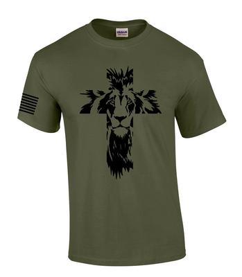 Croce del Leone di Giuda T-shirt Uomo Cristiana a Maniche Corte Maglietta Grafica