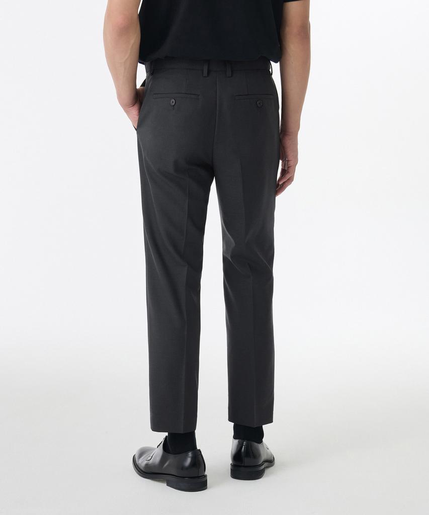 MUSINSA STANDARD Wool Blend Relaxed Tapered Hidden Banding Crop Slacks [Charcoal Gray]