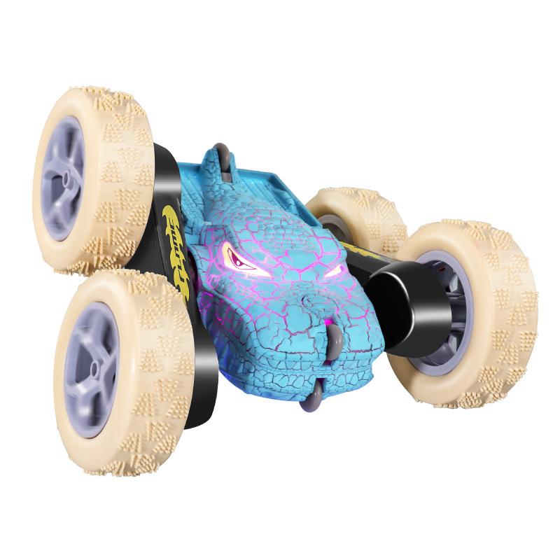 Dinosaur Colorful Lights Double-Sided Stunt Car With Crack Tumbling Arm Children'S Remote Control Toy Car Rc
