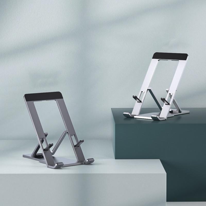 Adjustable Aluminum Folding Stand With Slip proof Silicone Pad For Smartphones Tablets 4-12Inch Easy Viewing