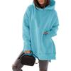 Long Sleeve Hooded Padded Women's Sweatshirt Solid Color Pocket Loose Hooded Sweatshirt Plus Size Women