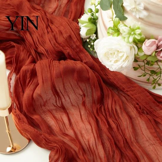 Elegante Tafelrunner Kaasdoek Runner, Boho Rustieke Gaas Gekreukt Boerderij Duurzaam Doorzichtig voor Bruiloft Feest Babyshower Verjaardag Huisdecoratie Eetkamer